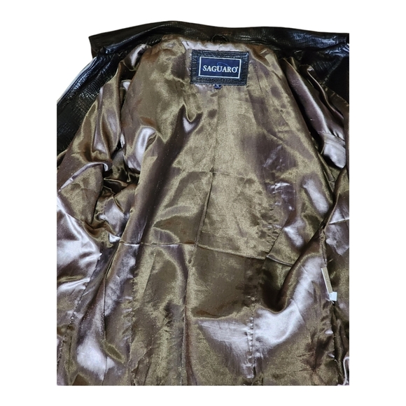 Vintage Saguaro Genuine Leather Croc-Embossed Black Jacket Y2K Style Size XL - Picture 10 of 15